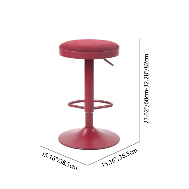 Modern Minimalist Carbon Steel Cotton-Linen Cylindrical Bar Stool Backless For Dining Room & Kitchen
