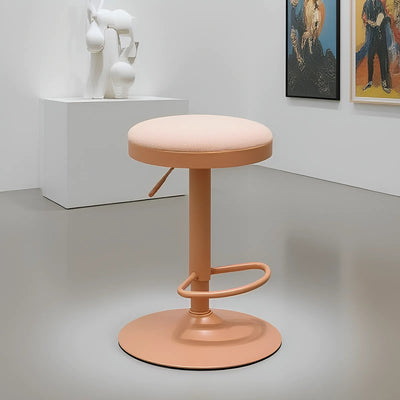 Modern Minimalist Carbon Steel Cotton-Linen Cylindrical Bar Stool Backless For Dining Room & Kitchen