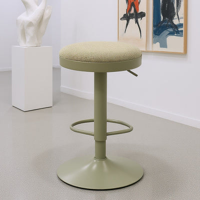 Modern Minimalist Carbon Steel Cotton-Linen Cylindrical Bar Stool Backless For Dining Room & Kitchen
