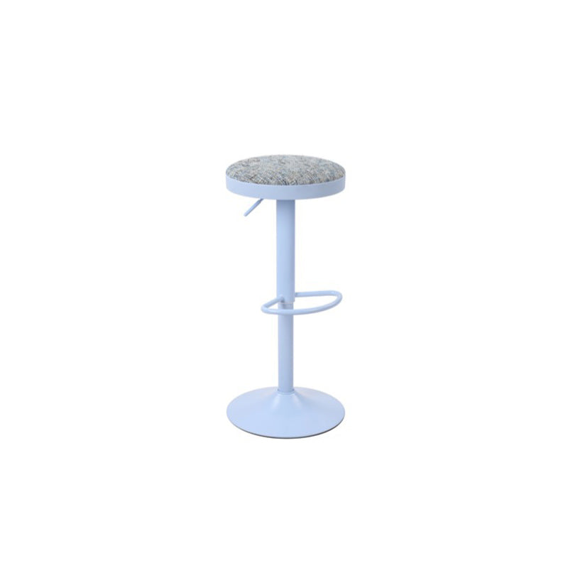 Modern Minimalist Carbon Steel Cotton-Linen Cylindrical Bar Stool Backless For Dining Room & Kitchen