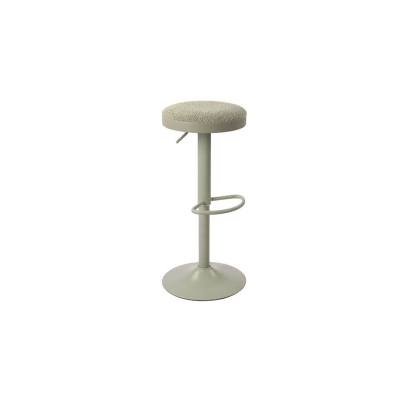 Modern Minimalist Carbon Steel Cotton-Linen Cylindrical Bar Stool Backless For Dining Room & Kitchen