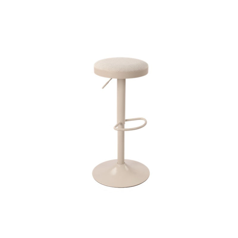 Modern Minimalist Carbon Steel Cotton-Linen Cylindrical Bar Stool Backless For Dining Room & Kitchen