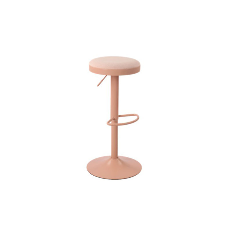 Modern Minimalist Carbon Steel Cotton-Linen Cylindrical Bar Stool Backless For Dining Room & Kitchen
