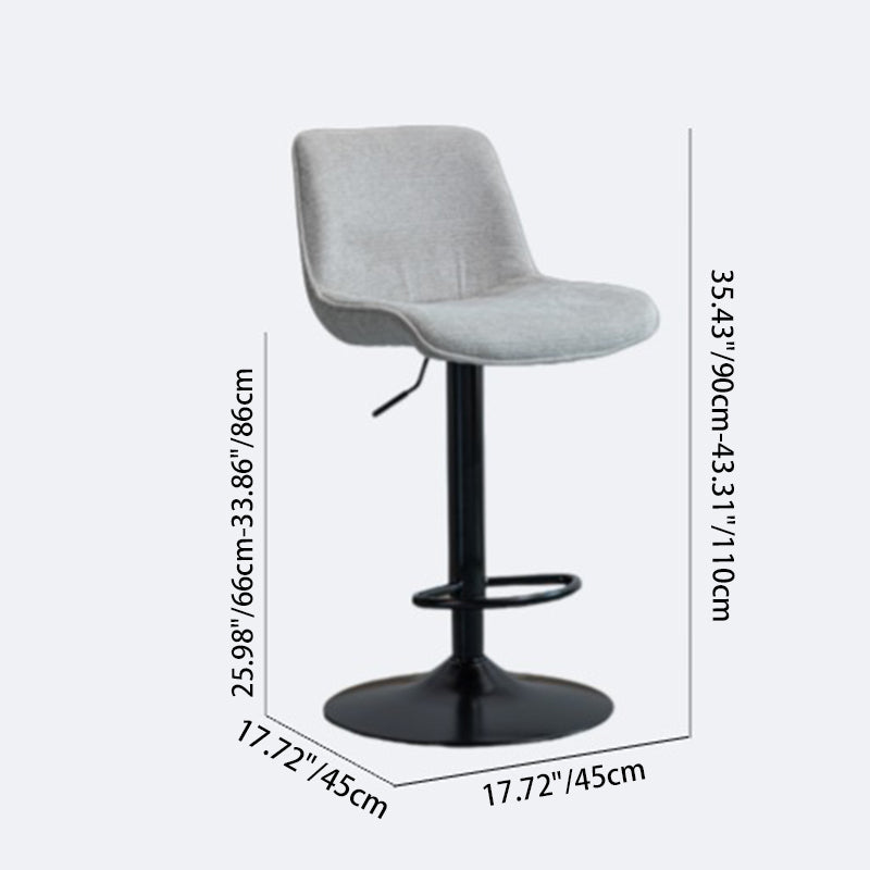 Modern Minimalist Rectangular Carbon Steel Cotton-Linen PP Bar Stool Backrest Armless For Dining Room & Kitchen