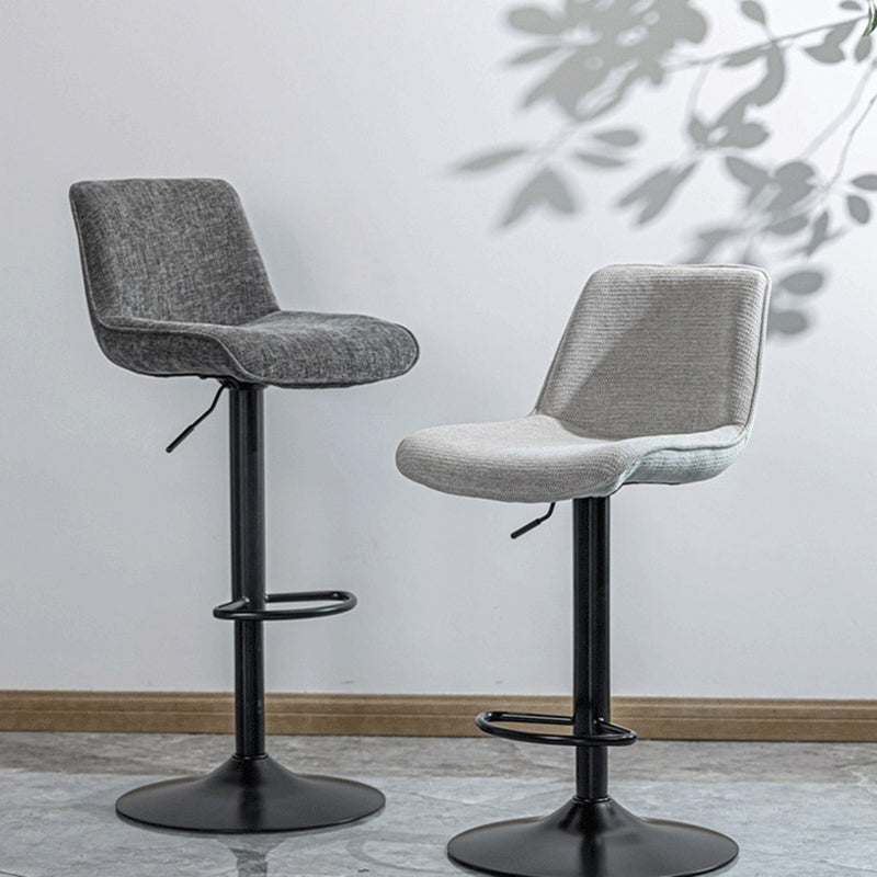 Modern Minimalist Rectangular Carbon Steel Cotton-Linen PP Bar Stool Backrest Armless For Dining Room & Kitchen