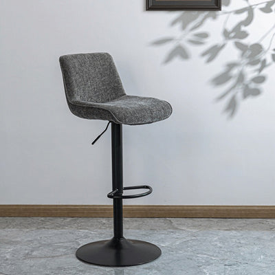 Modern Minimalist Rectangular Carbon Steel Cotton-Linen PP Bar Stool Backrest Armless For Dining Room & Kitchen