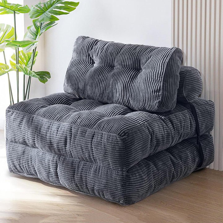 Modern Minimalist Corduroy Sponge Rectangular Folding Accent Chair Backrest For Living Room