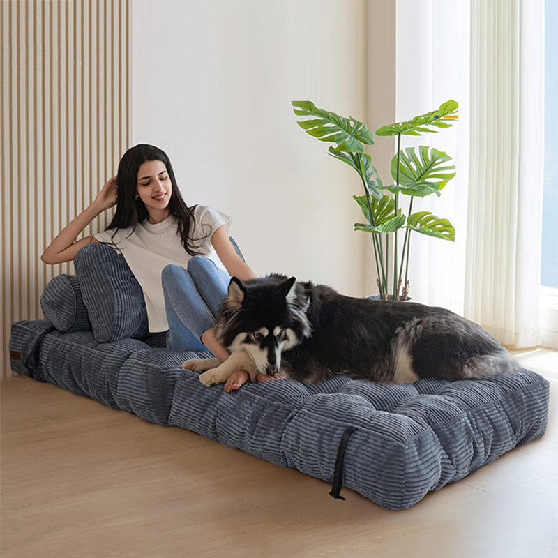 Modern Minimalist Corduroy Sponge Rectangular Folding Accent Chair Backrest For Living Room