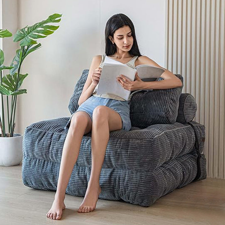 Modern Minimalist Corduroy Sponge Rectangular Folding Accent Chair Backrest For Living Room