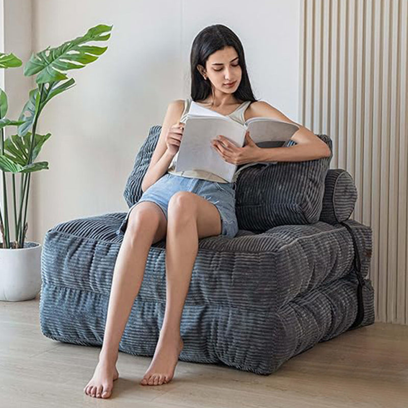 Modern Minimalist Corduroy Sponge Rectangular Folding Accent Chair Backrest For Living Room