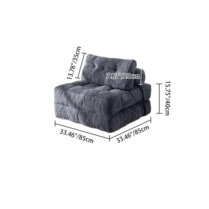 Modern Minimalist Corduroy Sponge Rectangular Folding Accent Chair Backrest For Living Room