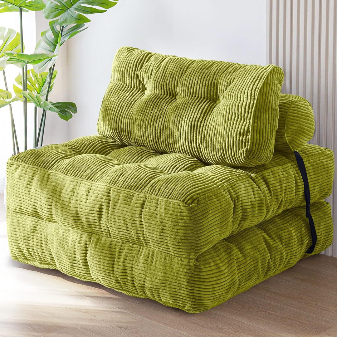 Modern Minimalist Corduroy Sponge Rectangular Folding Accent Chair Backrest For Living Room