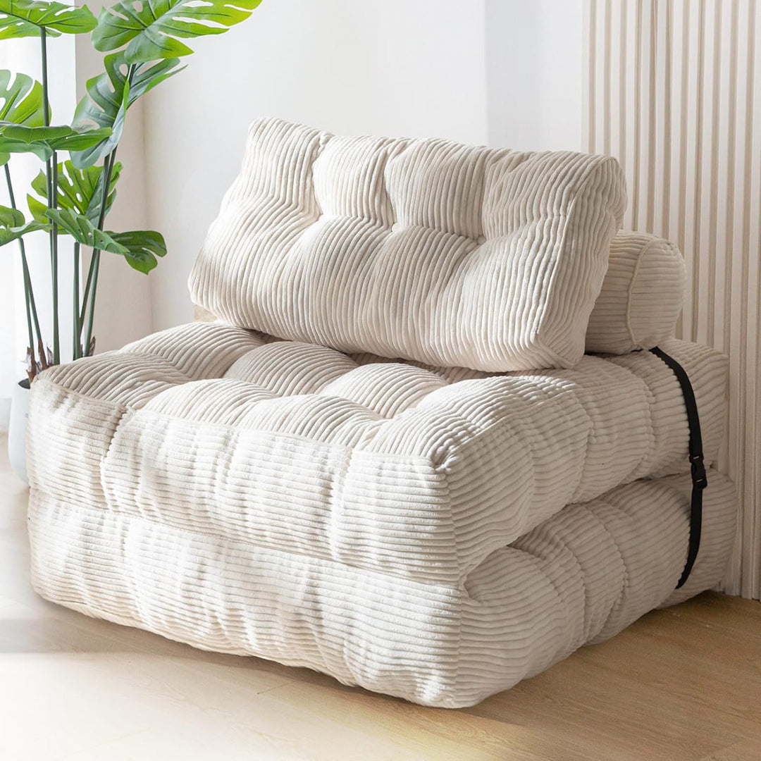 Modern Minimalist Corduroy Sponge Rectangular Folding Accent Chair Backrest For Living Room