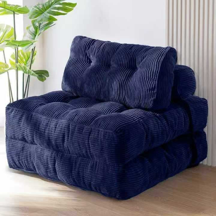 Modern Minimalist Corduroy Sponge Rectangular Folding Accent Chair Backrest For Living Room
