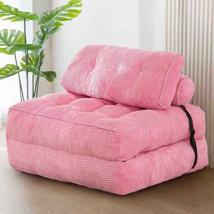 Modern Minimalist Corduroy Sponge Rectangular Folding Accent Chair Backrest For Living Room