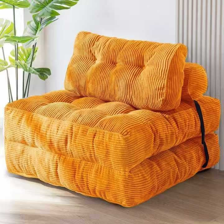 Modern Minimalist Corduroy Sponge Rectangular Folding Accent Chair Backrest For Living Room