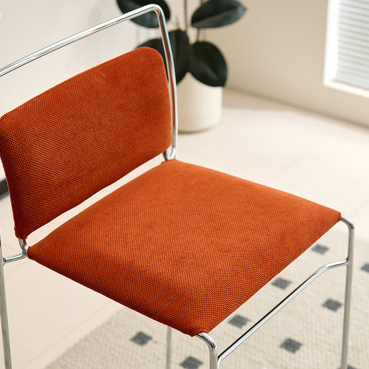 Tabouret de bar rectangulaire moderne minimaliste en coton-lin et acier avec dossier pour salle à manger et cuisine 