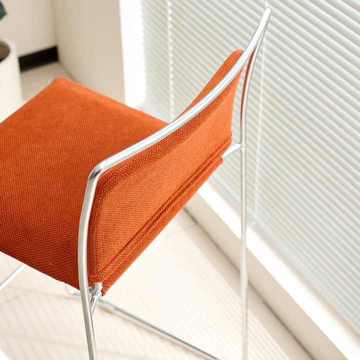 Tabouret de bar rectangulaire moderne minimaliste en coton-lin et acier avec dossier pour salle à manger et cuisine 