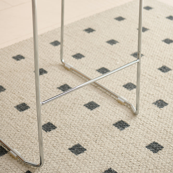 Tabouret de bar rectangulaire moderne minimaliste en coton-lin et acier avec dossier pour salle à manger et cuisine 