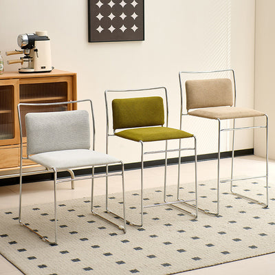 Modern Minimalist Cotton-Linen Steel Rectangular Bar Stool Backrest For Dining Room & Kitchen