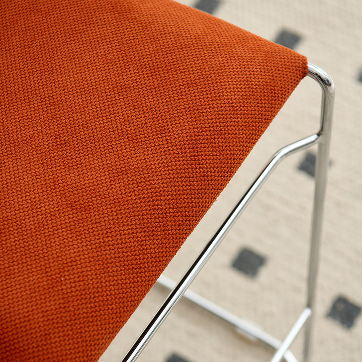 Tabouret de bar rectangulaire moderne minimaliste en coton-lin et acier avec dossier pour salle à manger et cuisine 