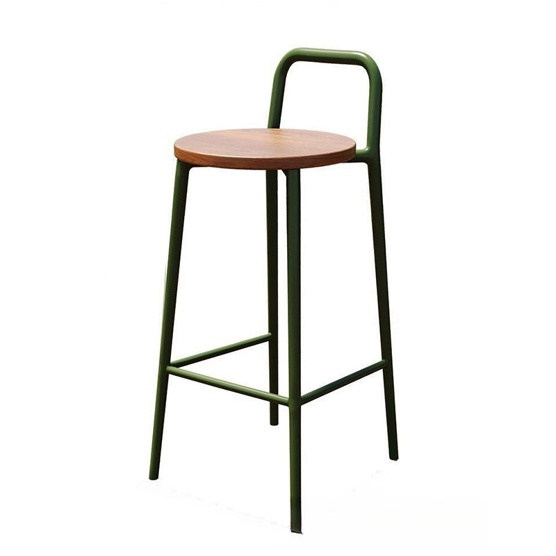 Contemporary Nordic Carbon Steel Solid Wood Rectangular Outdoor Bar Stool Backless For Outdoor