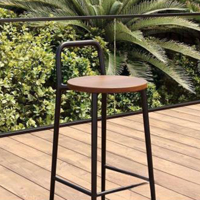 Contemporary Nordic Carbon Steel Solid Wood Rectangular Outdoor Bar Stool Backless For Outdoor