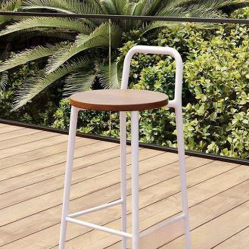 Contemporary Nordic Carbon Steel Solid Wood Rectangular Outdoor Bar Stool Backless For Outdoor