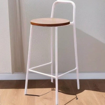 Contemporary Nordic Carbon Steel Solid Wood Rectangular Outdoor Bar Stool Backless For Outdoor