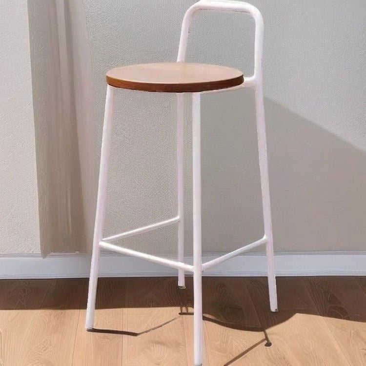 Contemporary Nordic Carbon Steel Solid Wood Rectangular Outdoor Bar Stool Backless For Outdoor