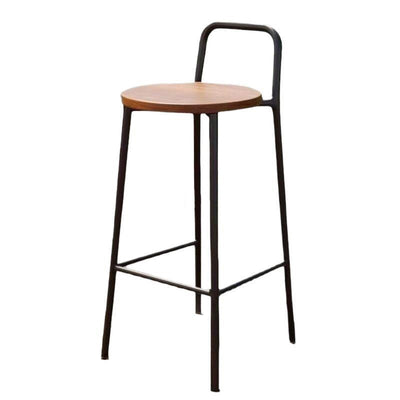 Contemporary Nordic Carbon Steel Solid Wood Rectangular Outdoor Bar Stool Backless For Outdoor