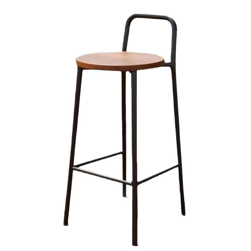 Contemporary Nordic Carbon Steel Solid Wood Rectangular Outdoor Bar Stool Backless For Outdoor