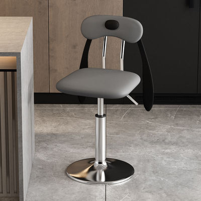 Contemporary Creative PU Leather Carbon Steel Dog-Shaped Rectangular Bar Stool Backrest Armless For Dining Room & Kitchen