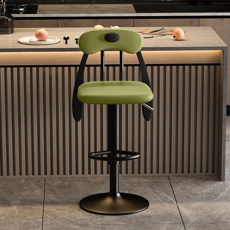 Contemporary Creative PU Leather Carbon Steel Dog-Shaped Rectangular Bar Stool Backrest Armless For Dining Room & Kitchen