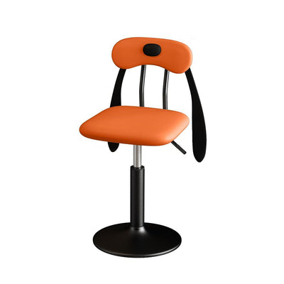 Contemporary Creative PU Leather Carbon Steel Dog-Shaped Rectangular Bar Stool Backrest Armless For Dining Room & Kitchen