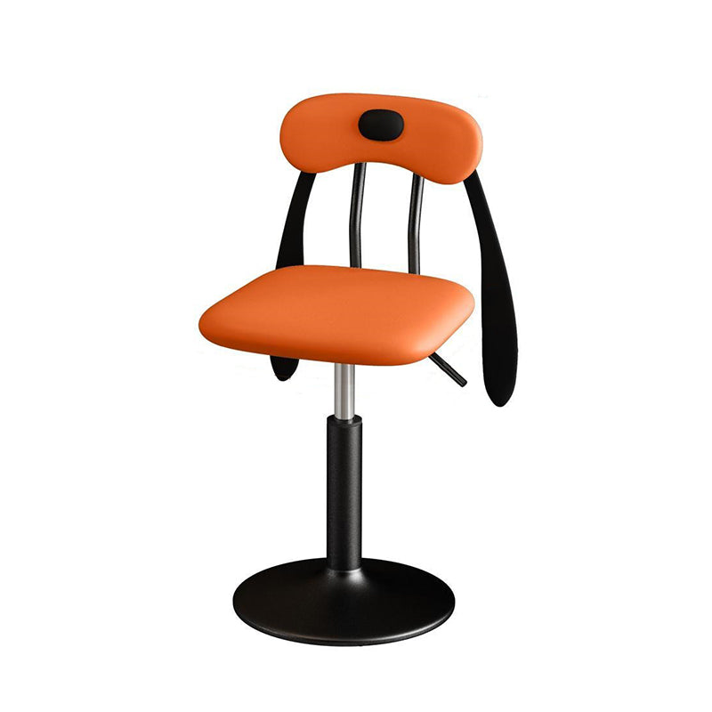 Contemporary Creative PU Leather Carbon Steel Dog-Shaped Rectangular Bar Stool Backrest Armless For Dining Room & Kitchen