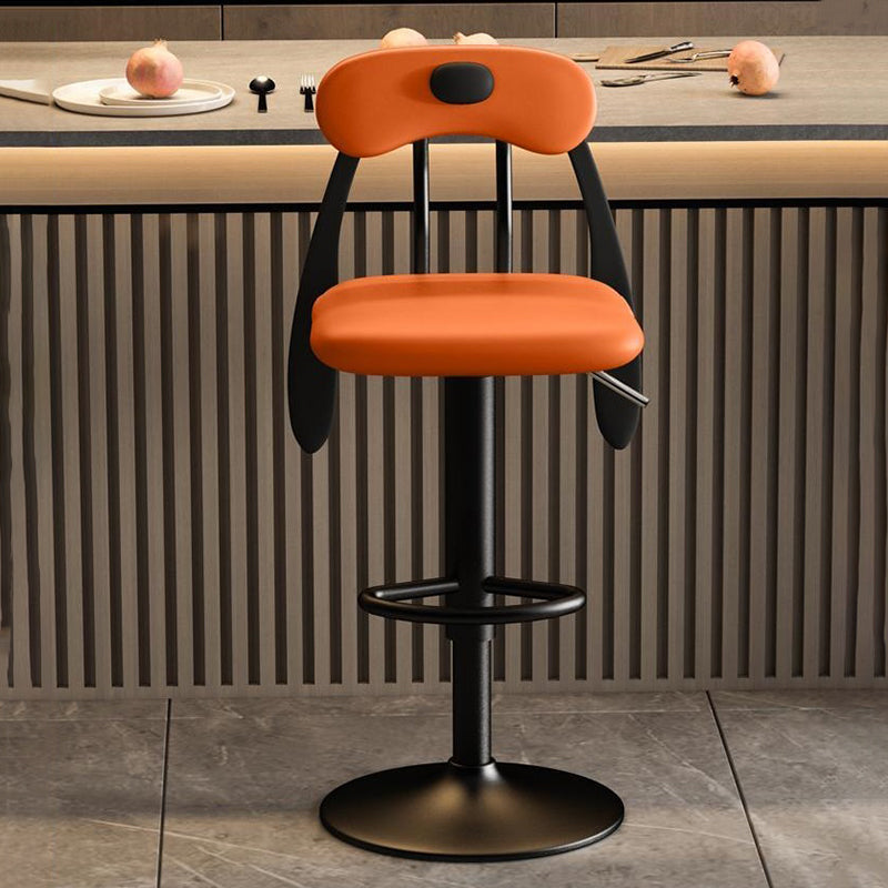 Contemporary Creative PU Leather Carbon Steel Dog-Shaped Rectangular Bar Stool Backrest Armless For Dining Room & Kitchen