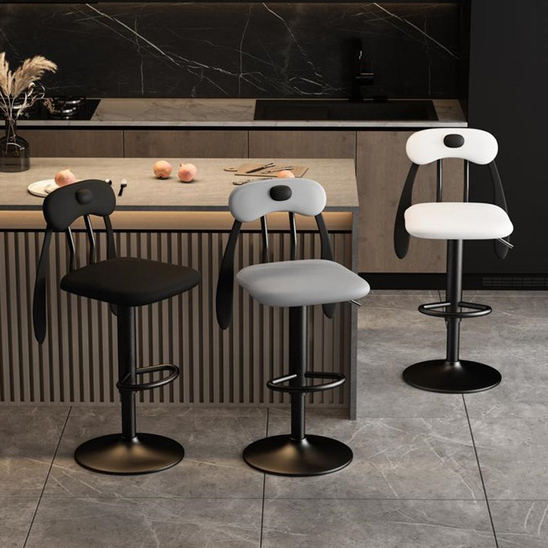 Contemporary Creative PU Leather Carbon Steel Dog-Shaped Rectangular Bar Stool Backrest Armless For Dining Room & Kitchen