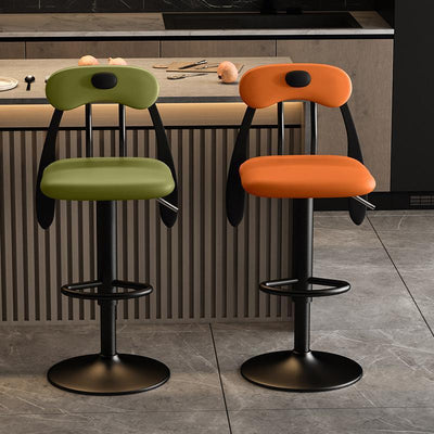 Contemporary Creative PU Leather Carbon Steel Dog-Shaped Rectangular Bar Stool Backrest Armless For Dining Room & Kitchen