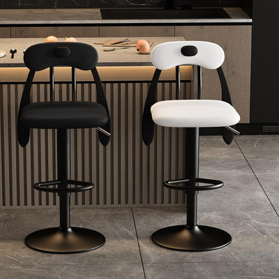 Contemporary Creative PU Leather Carbon Steel Dog-Shaped Rectangular Bar Stool Backrest Armless For Dining Room & Kitchen