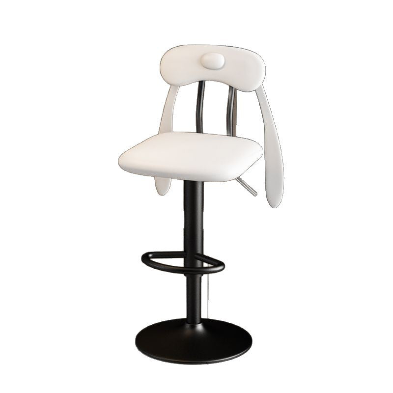 Contemporary Creative PU Leather Carbon Steel Dog-Shaped Rectangular Bar Stool Backrest Armless For Dining Room & Kitchen