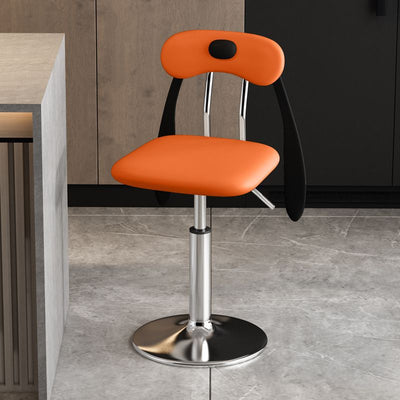 Contemporary Creative PU Leather Carbon Steel Dog-Shaped Rectangular Bar Stool Backrest Armless For Dining Room & Kitchen