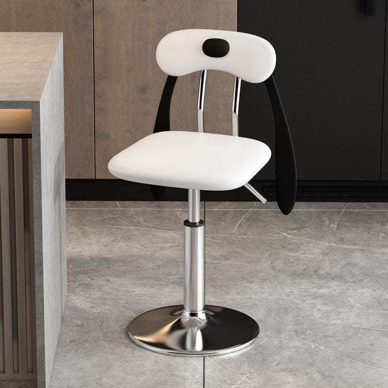 Contemporary Creative PU Leather Carbon Steel Dog-Shaped Rectangular Bar Stool Backrest Armless For Dining Room & Kitchen