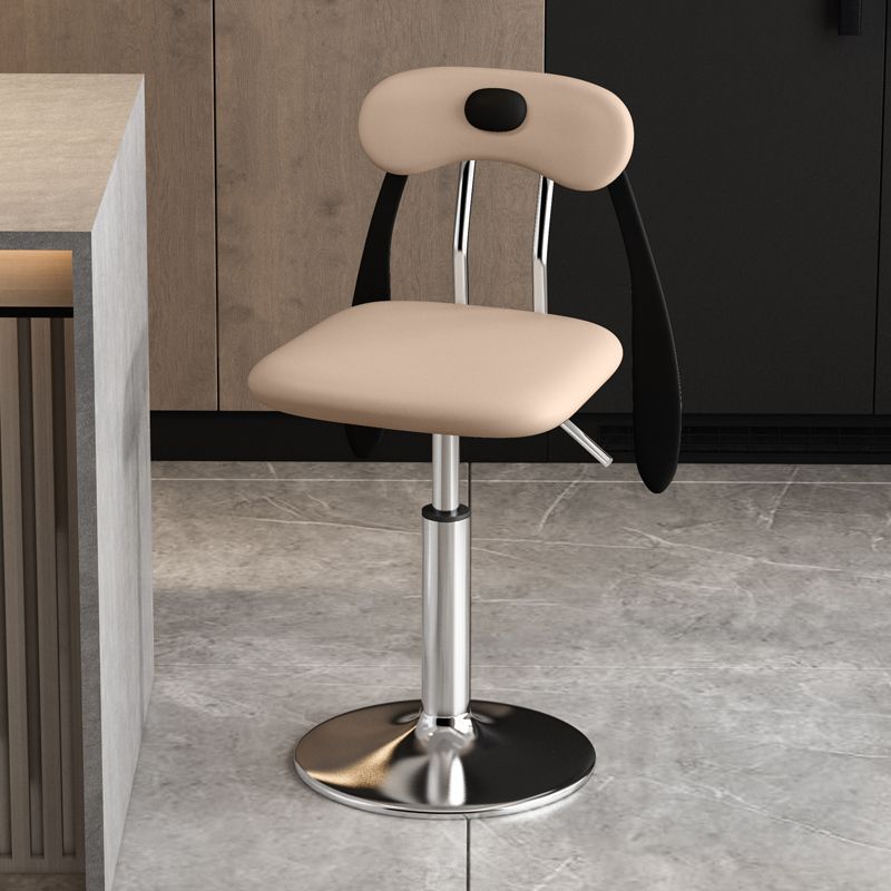 Contemporary Creative PU Leather Carbon Steel Dog-Shaped Rectangular Bar Stool Backrest Armless For Dining Room & Kitchen