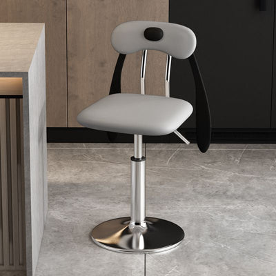 Contemporary Creative PU Leather Carbon Steel Dog-Shaped Rectangular Bar Stool Backrest Armless For Dining Room & Kitchen