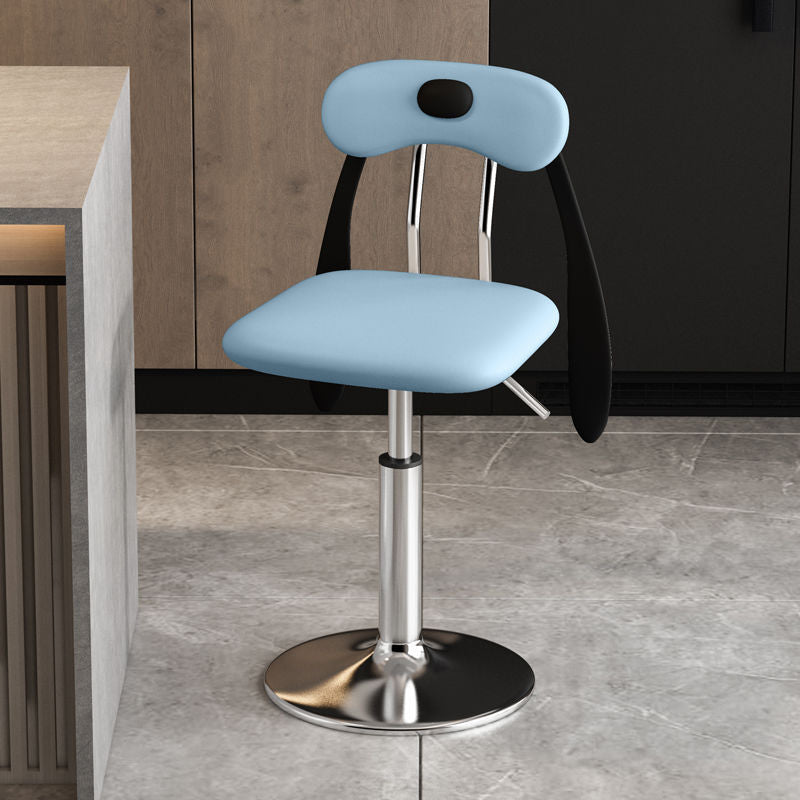 Contemporary Creative PU Leather Carbon Steel Dog-Shaped Rectangular Bar Stool Backrest Armless For Dining Room & Kitchen