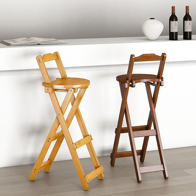 Traditional Rustic Solid Wood Rectangular Foldable Bar Stool For Dining Room & Kitchen