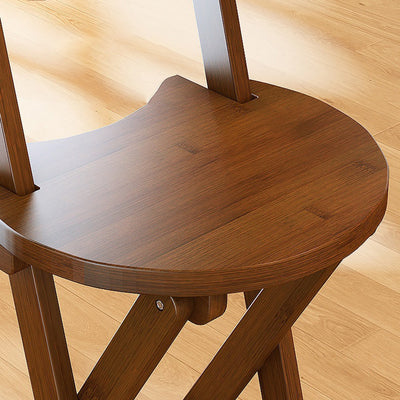 Traditional Rustic Solid Wood Rectangular Foldable Bar Stool For Dining Room & Kitchen