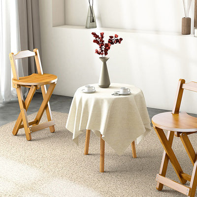 Traditional Rustic Solid Wood Rectangular Foldable Bar Stool For Dining Room & Kitchen