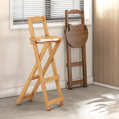 Traditional Rustic Solid Wood Rectangular Foldable Bar Stool For Dining Room & Kitchen